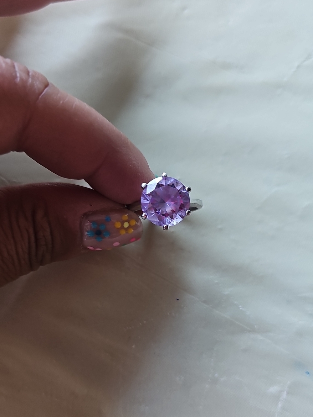 Lavender Crystal Solitaire Ring - Women Jewelry